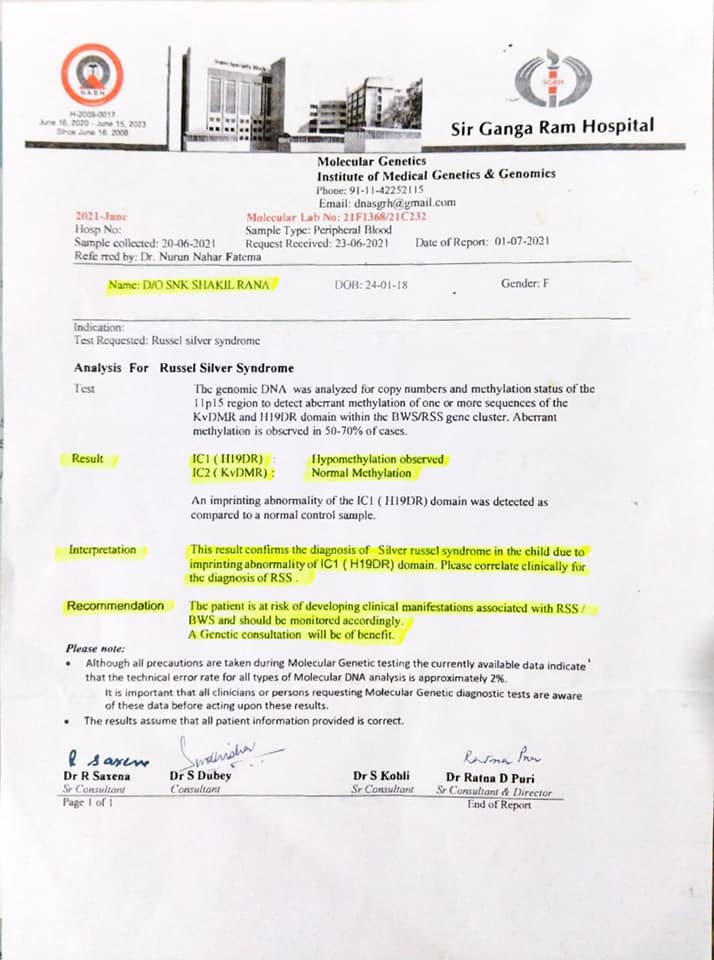 Informe sobre el síndrome de Russell-Silver